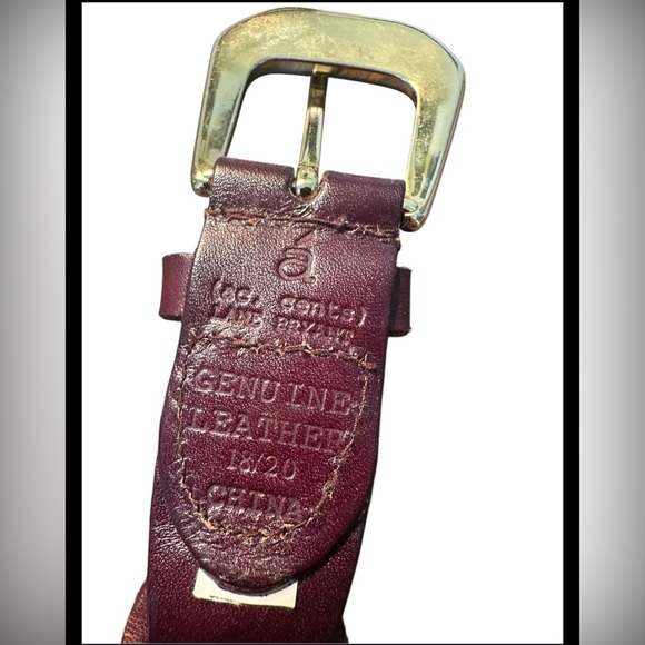 Lane Bryant Chain Link Brown Leather Belt Women Size 38 Gold Buckle, Adjustable - Picture 4 of 4